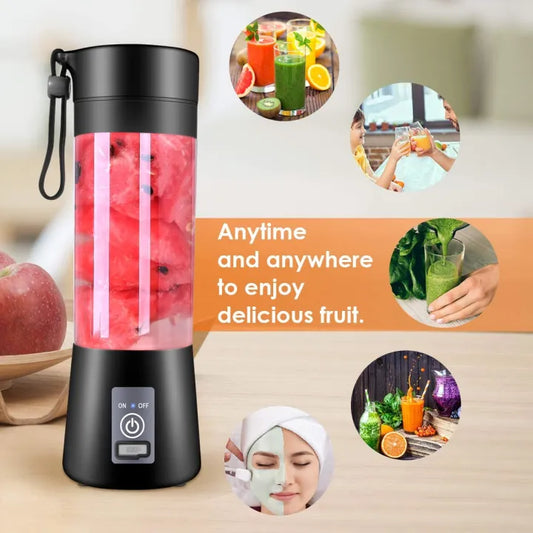 Portable Rechargeable Juicer Blender (380ml, 6 Blades) – Smoothie & Shake Maker Cup